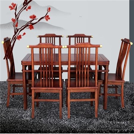 1.4m老榆木餐桌 餐厅用餐桌 结实美观 新中式餐桌椅组合