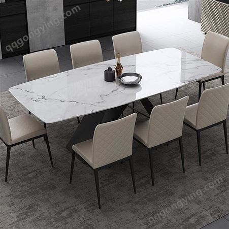 鼎富北欧大理石餐桌椅组合意式极简长方形吃饭桌子DF-290