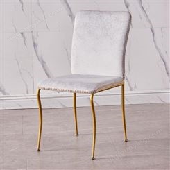鼎富绒布椅子凳子 网红美容化妆靠背椅 欧式餐椅椅子DF211