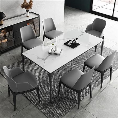 餐桌简约家用小户型长方形经济型意式极简岩板餐桌椅组合DF-403