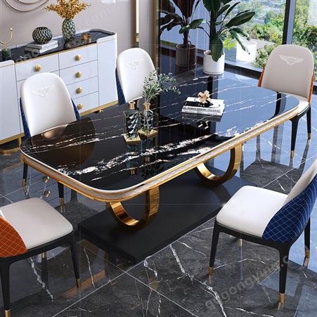 鼎富DF117岩板餐桌椅组合家用创意客厅轻奢餐台桌子