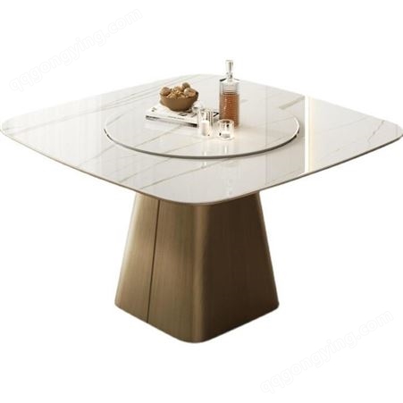 大理石餐桌家用岩板桌面餐桌椅 带转盘 可定制DF-425