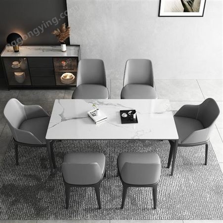 餐桌简约家用小户型长方形经济型意式极简岩板餐桌椅组合DF-403
