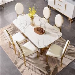 鼎富餐桌大理石长方形北欧餐桌椅组合简约现代餐台DF-279