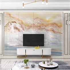 定制壁画新中式现代电光电镀电视背景墙瓷砖客厅沙发背景整版大板