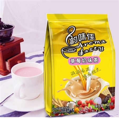 韵味佳草莓味奶茶粉1000g三合一速溶珍珠奶茶店专用草莓奶茶粉原