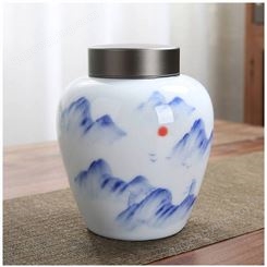 陶瓷茶叶罐手绘陶瓷储茶罐珐琅彩密封罐