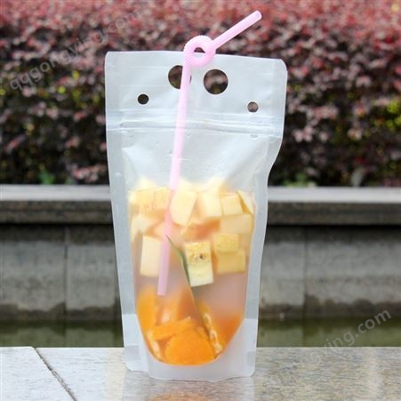 透明磨砂水果干袋果汁袋密封自封袋潮流图案饮料袋便利手提饮料袋