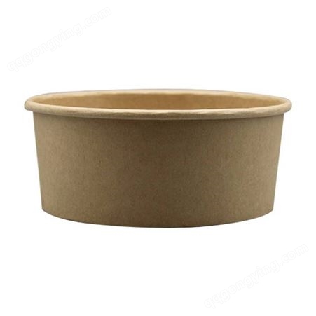一次性餐盒 圆形外卖打包盒 沙拉盒 加厚牛皮纸碗 快餐盒定制
