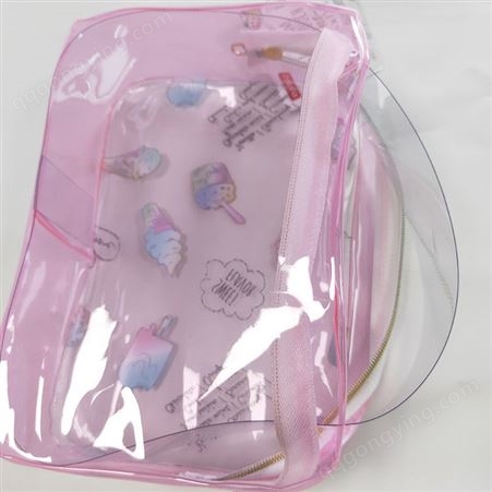 广东pvc化妆品包装袋PVC透明防水胶骨拉链袋定制定制厂家厂家
