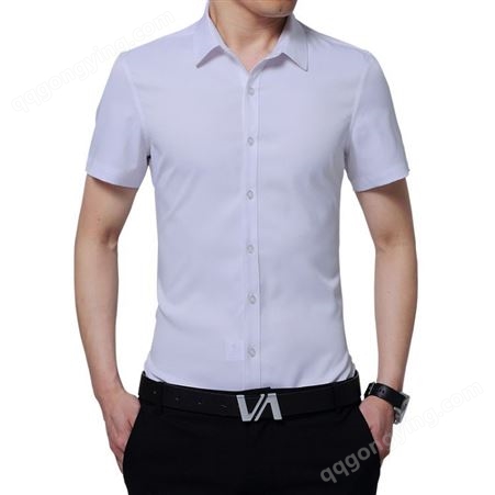 夏季短袖衬衫男2018新款男式商务纯色衬衫青年时尚休闲衬衣