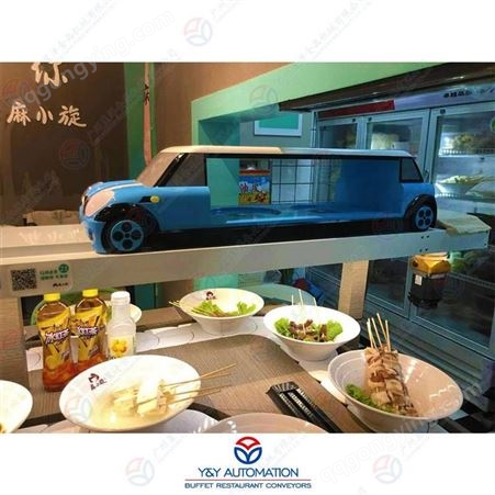 智能轨道送餐机器人厂家_餐厅送餐机器输送设备_模型车轨道送餐设备_自动送餐设备