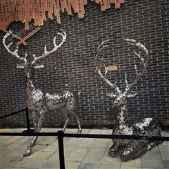 绿野仙踪 不锈钢长颈鹿雕塑生产 景观造型鹿定制厂家