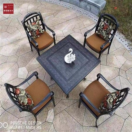 铸铝桌椅五件套室外休闲露天阳台花园庭院防水铁艺桌椅普罗盾