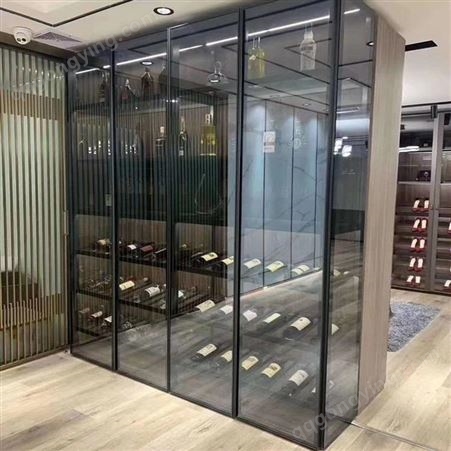 铝唯家用室内餐厅全铝酒柜 铝框玻璃红酒柜门定制