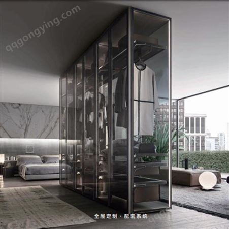 铝合金玻璃酒柜靠墙简易酒架 全新铝唯别墅屏风衣柜