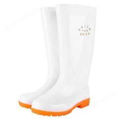 大码白色雨鞋 食品厂工作雨鞋 防滑耐磨 牛筋底雨鞋