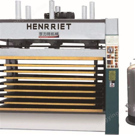 佛山亨力特50吨八层热压机 2.5米钢木门压平定型 门厚度定位器 锅炉加热热压机