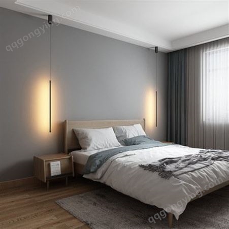 极简主义卧室床头吊灯 北欧简约现代床头柜吊线灯LED创意氛围灯具