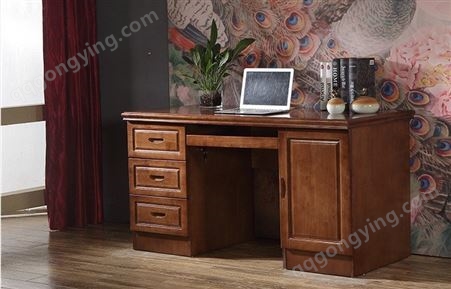 实木电脑桌 书桌家用书台 现代中式写字台 带抽屉桌办公桌JY-PZ-049