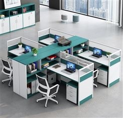 职员屏风办公桌 简约电脑桌椅组合隔断四人位财务桌工位 办公家具JY-WQ-087