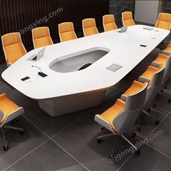 嘉诣办公家具烤漆会议桌长桌简约现代异形会议室办公桌时尚创意桌JY-WQ-391