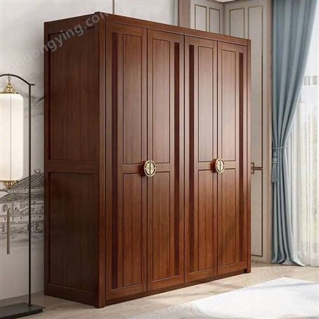 新枫格卧室简约现代中式组合大衣柜木质组装家具